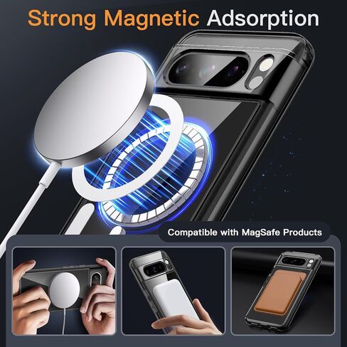 JETech Magnetic Case for Google Pixel 8 Pro 6.7-Inch 2023, Compatible with MagSafe Accessories, Shockproof Protective Phone Cover, Non-Yellowing Hard Clear PC Back (Clear) in Saudi Arabia
