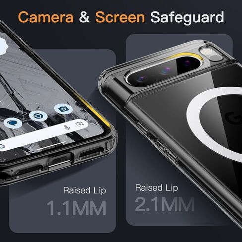 JETech Magnetic Case for Google Pixel 8 Pro 6.7-Inch 2023, Compatible with MagSafe Accessories, Shockproof Protective Phone Cover, Non-Yellowing Hard Clear PC Back (Clear) in Saudi Arabia