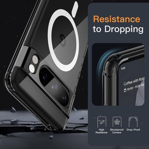 JETech Magnetic Case for Google Pixel 8 Pro 6.7-Inch 2023, Compatible with MagSafe Accessories, Shockproof Protective Phone Cover, Non-Yellowing Hard Clear PC Back (Clear) in Saudi Arabia