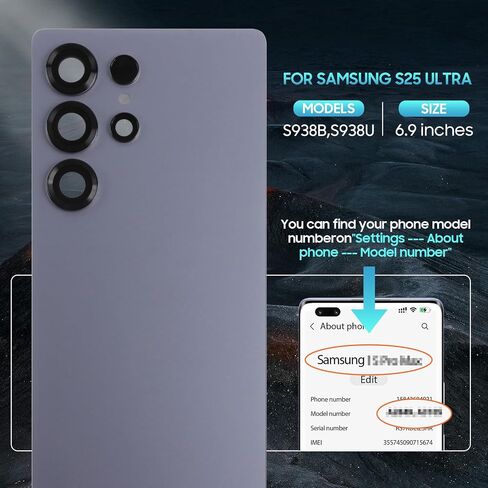 بالنسبة إلى Samsung Galaxy S25 ، استبدال الزجاج الخلفي Ultra لعدسة الكاميرا الزجاجية الخلفية S25+TAPE PRE-CUT+مجموعة أدوات الإصلاح (Titanium SilverBlue) in Kuwait