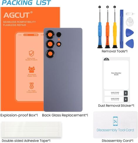 بالنسبة إلى Samsung Galaxy S25 ، استبدال الزجاج الخلفي Ultra لعدسة الكاميرا الزجاجية الخلفية S25+TAPE PRE-CUT+مجموعة أدوات الإصلاح (Titanium SilverBlue) in Kuwait