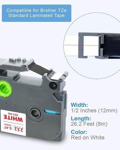 Absonic Tze135 White on Clear Tz Label Tape Compatible for Brother Tze-135 Tz-135 P Touch Tze Label Tape 12mm 0.47" Laminated Refill for Ptouch PTD220 PTD410 PTD200 PTD210 PTH110 Label Maker, 4-Pack in Saudi Arabia