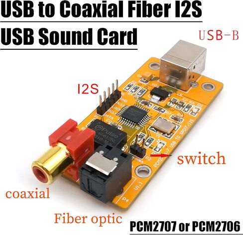 USB Sound Card USB to Coaxial Fiber I2S / USB DAC Decoder Chip PCM2706 Board for Audio Power Amplifier Computer Phone OTG in Saudi Arabia