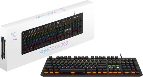 MSI Forge GK300 Blue US-لوحة مفاتيح ميكانيكية ، مفاتيح زرقاء ، RGB ، مريح ، مضاد للزاوية ، قابلة للتعديل الزاوية (أسود) in Saudi Arabia