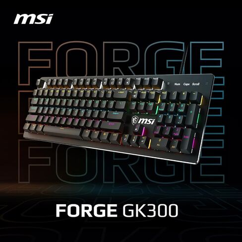 MSI Forge GK300 Blue US-لوحة مفاتيح ميكانيكية ، مفاتيح زرقاء ، RGB ، مريح ، مضاد للزاوية ، قابلة للتعديل الزاوية (أسود) in Saudi Arabia