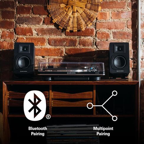Audio Technica AT-LP70XBT-BZ Automatic Belt-Drive Turntable - Black/Bronze with Audio Technica AT-SP3X Powered Bookshelf Speakers with Bluetooth (2024) in Saudi Arabia