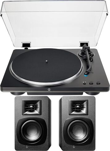 Audio Technica AT-LP70XBT-BZ Automatic Belt-Drive Turntable - Black/Bronze with Audio Technica AT-SP3X Powered Bookshelf Speakers with Bluetooth (2024) in Saudi Arabia