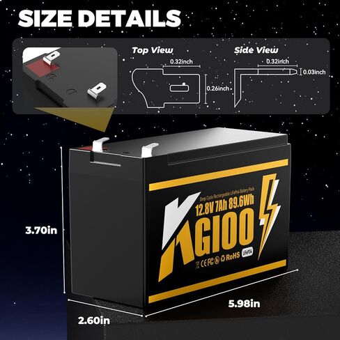 12V 7Ah Lithium LiFePO4 Deep Cycle Battery,4000+ Deep Cycles Lithium Iron Phosphate Rechargeable Battery for Power Wheels， Fish Finder，Solar Power，Lighting, Ride on Toys, Built-in BMS. in Saudi Arabia