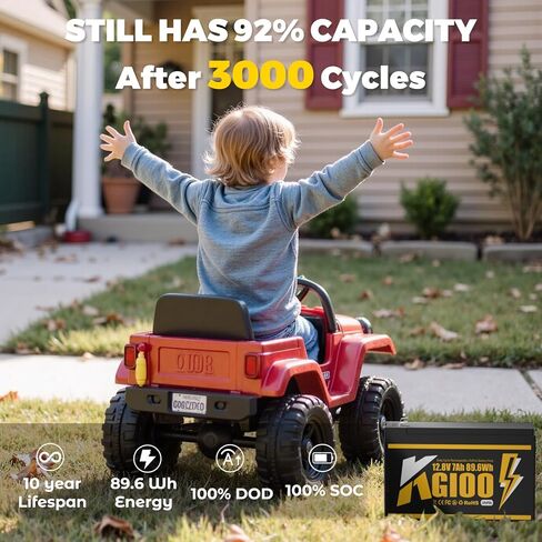 12V 7Ah Lithium LiFePO4 Deep Cycle Battery,4000+ Deep Cycles Lithium Iron Phosphate Rechargeable Battery for Power Wheels， Fish Finder，Solar Power，Lighting, Ride on Toys, Built-in BMS. in Saudi Arabia