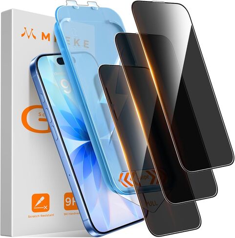 Mkeke for iPhone 17 Privacy Screen Protector 3 Pack, 25° Anti Spy & Auto Installation Privacy Screen Protector 9H+ Hardness Full Edge Coverage Tempered Glass for iPhone 17 6.3 inch 2025 in Kuwait