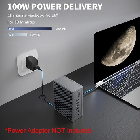 5K محمول محطة الإرساء محطة منفصلة مزدوجة لجهاز MacBook ، Windows ، USB C Dock 100W شحن 2 × 5K HDMI ، DP ، 6 X USB A ، 1 X USB-C (10GB/S) Ethernet Audio SD/TF in Kuwait
