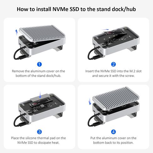 Mac mini M4 2024 Dock Stand, 40Gbps USB4 M.2 NVMe SSD Enclosure, Compatible withThunderbolt 4/5, 10Gbps USB Docking Station with SD4.0 Card Reader in Kuwait