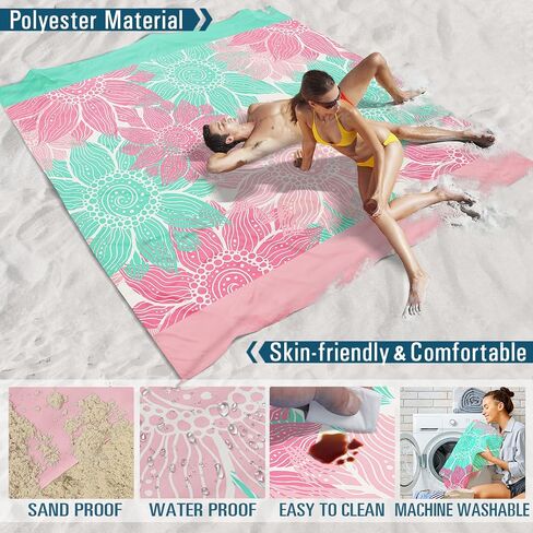 شاطئ بطانية 78 '' × 81 '' يناسب 1-5 البالغين مقاوم للماء مضاد للرمال ضخم الخفيف الوزن الثقافي ماء مقاومة للماء. in Saudi Arabia