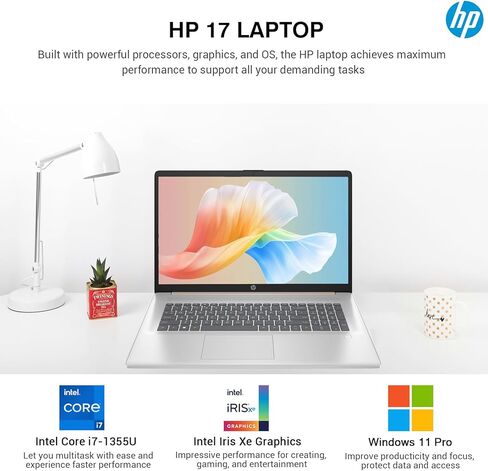 2025 HP 17 بوصة كمبيوتر محمول شاشة تعمل باللمس ، 17.3 HD+ شاشة تعمل باللمس كمبيوتر الكمبيوتر المحمول ، Intel Core i7 ، مكتب Lifetime ، 64 جيجابايت من ذاكرة الوصول العشوائي 2TB SSD+ 512GB in Kuwait
