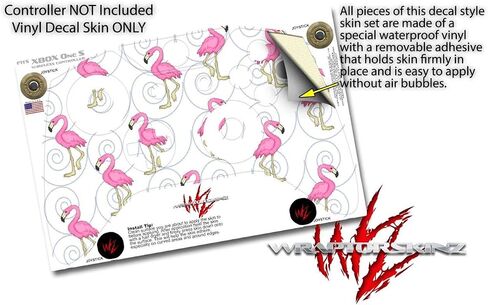 WRAPTORSKINZ SUCAL VINYL SNOW WRAP متوافق مع جهاز التحكم في Xbox One S/X - Flamingos على الأبيض (وحدة تحكم غير متضمنة) in Saudi Arabia