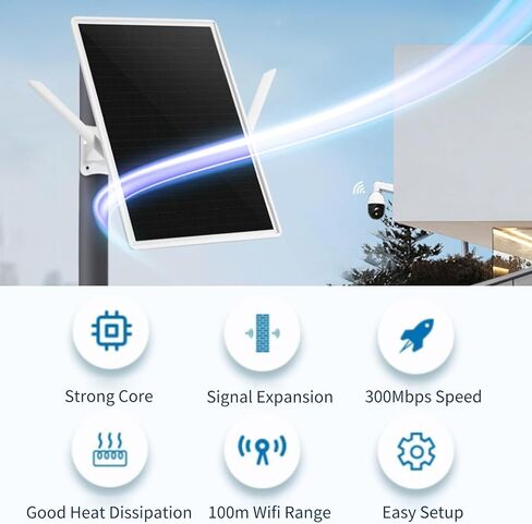 مكرر شمسي خارج الهواء الطلق ، داعم إشارة WiFi Extender ، لوحة شمسية 15W وبطارية 20000 مللي أمبير في الساعة ، 2.4G/5G WIFI Repeater 300MBPS ، يمتد التغطية إلى 328 قدمًا ، PROOD IP66 IP66 in Kuwait
