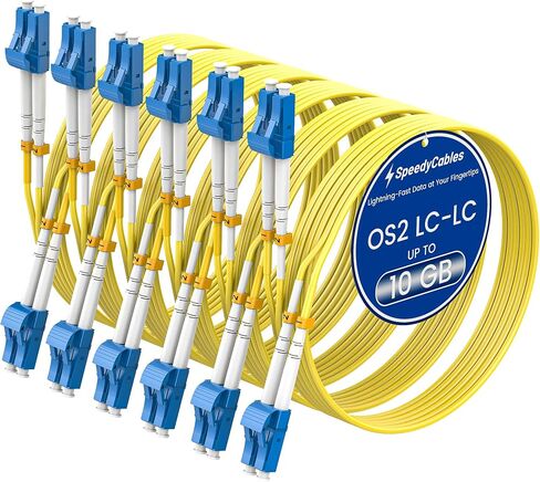 DeperyCables- 1M-6PACK OS2 LC إلى SC CABLE CATPLE CABLE | وضع SMF عالي الأداء SMF 1G/10G DUPLEX 9/125UM LSZH كابل التصحيح البصري الألياف - 1M/3FT 6PACK in Kuwait