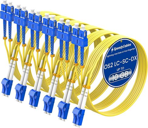DeperyCables- 1M-6PACK OS2 LC إلى SC CABLE CATPLE CABLE | وضع SMF عالي الأداء SMF 1G/10G DUPLEX 9/125UM LSZH كابل التصحيح البصري الألياف - 1M/3FT 6PACK in Kuwait