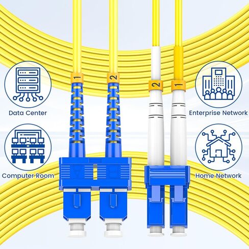 DeperyCables- 1M-6PACK OS2 LC إلى SC CABLE CATPLE CABLE | وضع SMF عالي الأداء SMF 1G/10G DUPLEX 9/125UM LSZH كابل التصحيح البصري الألياف - 1M/3FT 6PACK in Kuwait