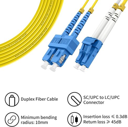 OS2LC to SC Fiber Patch Cable, Multimode, 1M(3ft), 5Pack in Kuwait