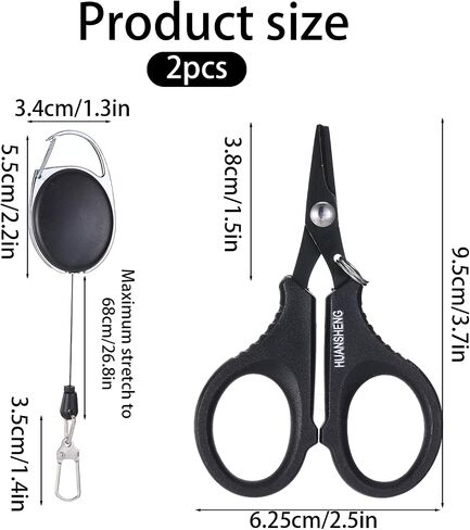 2 Pcs Fishing Scissors, Fishing Line Cutter with Hook and Retractable Buckles Stainless Steel Fishings Line Clippers Portable Fishings Tools Fishing Accessories for Saltwater and Freshwater in Saudi Arabia