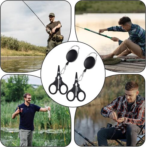 2 Pcs Fishing Scissors, Fishing Line Cutter with Hook and Retractable Buckles Stainless Steel Fishings Line Clippers Portable Fishings Tools Fishing Accessories for Saltwater and Freshwater in Saudi Arabia