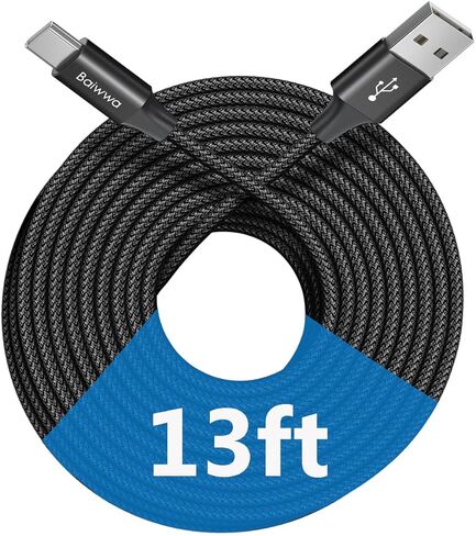 Baiwwa Long USB C Cable 15ft, USB A to Type C Cable Charger Cord Premium Nylon Braided Compatible with Samsung Galaxy Note Tab, Moto, LG, Pixel and More USB C Smartphone & Tablet in Saudi Arabia