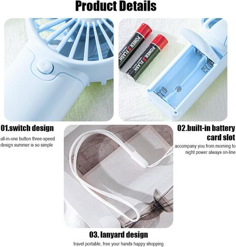 USB Desktop Fan, Personal Desktop Handheld Fan (Batteries Not Included) for Home and Office, Summer Gift,Blue in Saudi Arabia