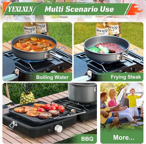 Propane 2 Burner Camping Stove with Griddle and Carrying Bag, Portable Propane Camp Stove with 2 Adjustable Burners & Piezo Ignition, for Camping Tailgating Essentials Gear in Saudi Arabia