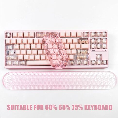 Ergonomic Gel Keyboard and Mouse Wrist Rest Set – Light Pink Wrist Rest for Computer Keyboard 75% 80%, Comfort & Support for Typing and Gaming in Saudi Arabia