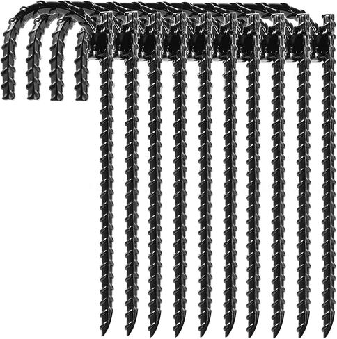 4pcs Threaded Steel bar Stakes/Ground Stakes/Outdoor Fence Ground Stakes.New J Hook Heavy-Duty rebar Metal Stakes ，Proof Coated Steel Ground Stakes with Chisel Point End.. (4) in Saudi Arabia