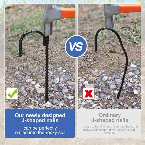 4pcs Threaded Steel bar Stakes/Ground Stakes/Outdoor Fence Ground Stakes.New J Hook Heavy-Duty rebar Metal Stakes ，Proof Coated Steel Ground Stakes with Chisel Point End.. (4) in Saudi Arabia