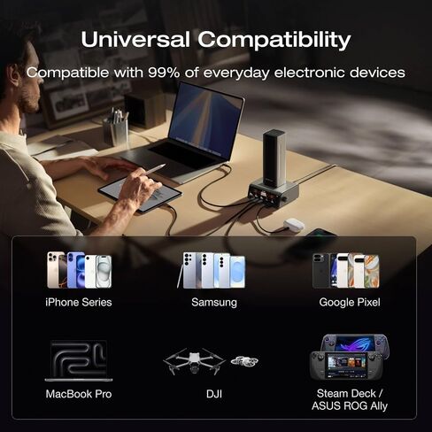 EF ECOFLOW Rapid Pro Power Bank (27650mAh, 300W, 140W Built-in Cable), 4-Port Portable Charger w/ 140W Output, Up to 320W Recharge, Compatible with iPhone Series, Samsung, Laptop and More in Kuwait