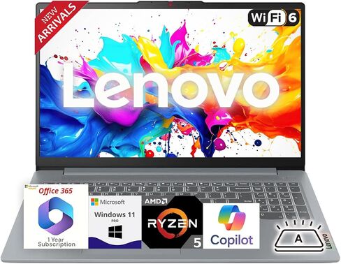 Lenovo New Business Ideapad Laptop with Microsoft Office, AMD Ryzen 5 5625U (Outperforms i7-1260U), 15.6" FHD TN Anti-Glare Display, 16GB RAM, 1TB SSD, Backlit Keyboard, Windows 11 Pro, WOWPC USB in Saudi Arabia
