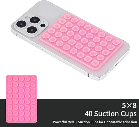 2 حزمة السيليكون قبضة الشفط على الوجهين-40 كوبًا لكل جانب ، وقاعة قوية لأجهزة iPhone ، و Galaxy ، و Pixel ، و Android-خالية من اليدين لصور شخصية ومقاطع الفيديو (الطباشير الوردي) in Kuwait