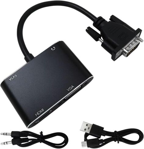 Performance VGA to HDMI/VGA Adapter, Supports Dual Monitors, 2 in 1 VGA to HDMI Splitter, 1080P@60HZ Full HD Display Video Converter for PC Laptop Link Monitor/HDTV/Projector, w/3.5mm Audio Port in Saudi Arabia