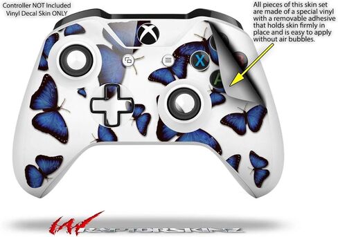 WraptorSkinz Decal Vinyl Skin Wrap compatible with XBOX One S/X Controller - Butterflies Blue (CONTROLLER NOT INCLUDED) in Saudi Arabia