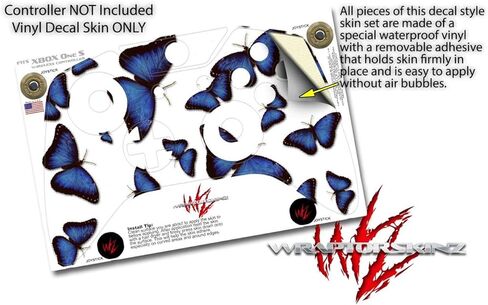 WraptorSkinz Decal Vinyl Skin Wrap compatible with XBOX One S/X Controller - Butterflies Blue (CONTROLLER NOT INCLUDED) in Saudi Arabia