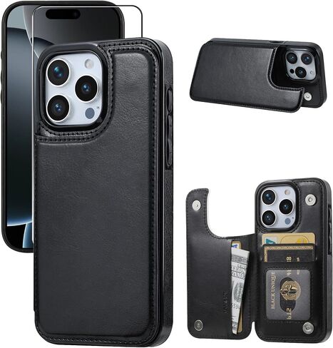 Wallet Case Compatible with iPhone 16 pro, Slim Protective case with Card Holder,Premium PU Leather Kickstand Card Slots Case with Double Magnetic Clasp for iPhone 16 pro 6.3“-White in Kuwait