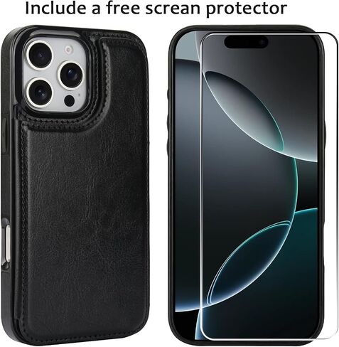 Wallet Case Compatible with iPhone 16 pro, Slim Protective case with Card Holder,Premium PU Leather Kickstand Card Slots Case with Double Magnetic Clasp for iPhone 16 pro 6.3“-White in Kuwait