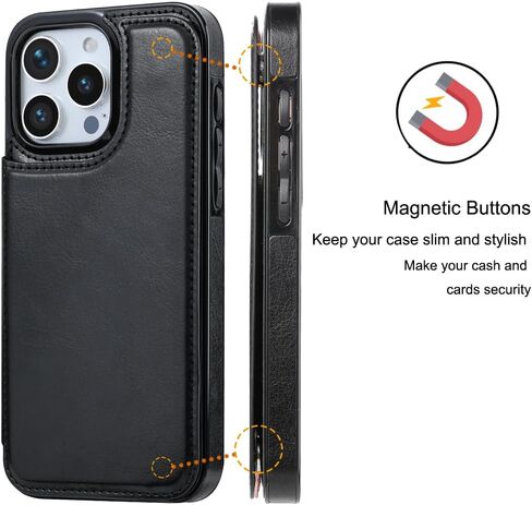 Wallet Case Compatible with iPhone 16 pro, Slim Protective case with Card Holder,Premium PU Leather Kickstand Card Slots Case with Double Magnetic Clasp for iPhone 16 pro 6.3“-White in Kuwait