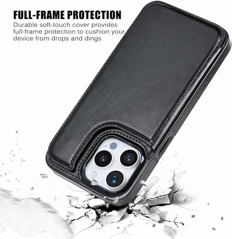 Wallet Case Compatible with iPhone 16 pro, Slim Protective case with Card Holder,Premium PU Leather Kickstand Card Slots Case with Double Magnetic Clasp for iPhone 16 pro 6.3“-White in Kuwait