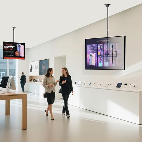 جبل تلفزيون السقف - قوس تلفزيون سقف قابل للتعديل قابل للتعديل يناسب أقصى 100 بوصة LCD LED OLED 4K ، يدعم جبل السقف القطب حتى 176 رطلاً ، Max Vesa 800x600mm ، Black in Kuwait