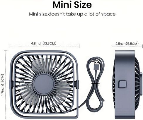 4.7 Inch Small USB Desk Fan, 3-Speed Portable & 360°Rotatable, USB-Powered Desktop Fan for Home Office Bedroom Dorm Indoor Outdoor Summer Gift in Saudi Arabia