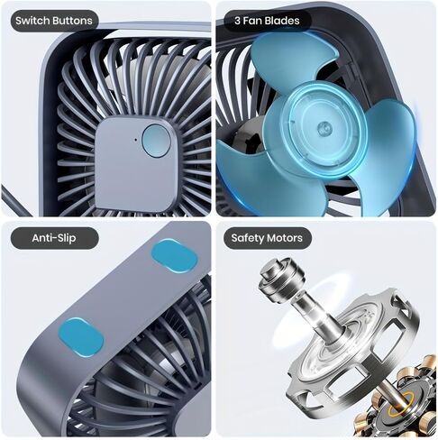 4.7 Inch Small USB Desk Fan, 3-Speed Portable & 360°Rotatable, USB-Powered Desktop Fan for Home Office Bedroom Dorm Indoor Outdoor Summer Gift in Saudi Arabia