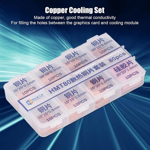 70PCS Copper Heatsink Sheets with 10PCS Silicone Pads High Performance Cooling Thermal Shims for Notebook Chipset GPU VGA RAM VRAM Efficient Heat Dissipation Solution in Saudi Arabia