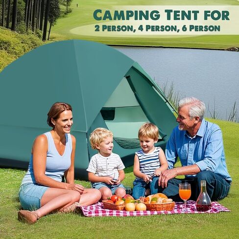 خيمة التخييم لشخص 2/4/6 ، خيمة التخييم مع قبة مع المطر القابل للإزالة ، ومقاوم للماء وخيام عائلية عائلية مزدوجة للرياح ، وخيمة الإعداد السهلة لمريضة الظهر النزهة in Kuwait
