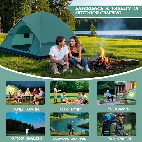 خيمة التخييم لشخص 2/4/6 ، خيمة التخييم مع قبة مع المطر القابل للإزالة ، ومقاوم للماء وخيام عائلية عائلية مزدوجة للرياح ، وخيمة الإعداد السهلة لمريضة الظهر النزهة in Kuwait