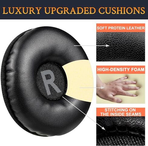 SOULWIT Earpads Replacement for Logitech H390 H600 H609 H760 Wireless Headphones, Ear Pads Cushions with Soft Protein Leather, Noise Isolation Foam, Added Thickness - Black in Saudi Arabia
