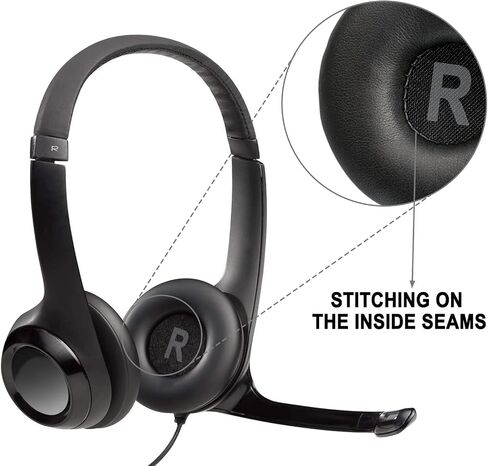 SOULWIT Earpads Replacement for Logitech H390 H600 H609 H760 Wireless Headphones, Ear Pads Cushions with Soft Protein Leather, Noise Isolation Foam, Added Thickness - Black in Saudi Arabia